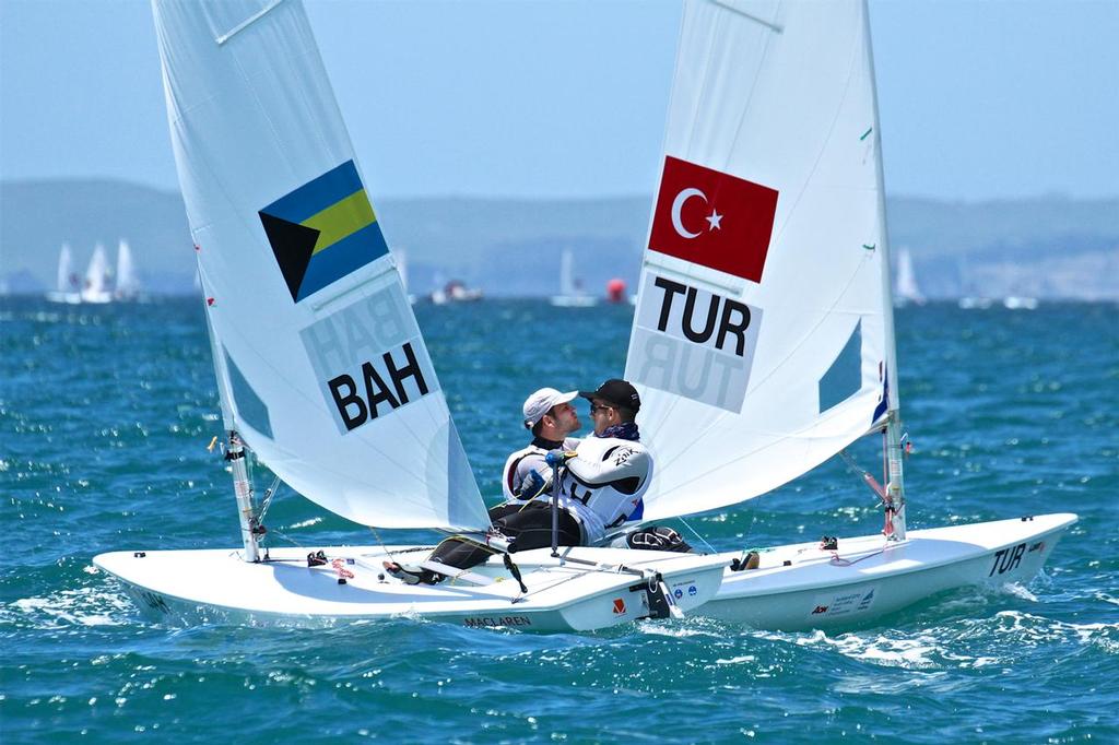 Eyeball to Eyeball - Mens Laser Radial - Aon Youth Worlds 2016, Torbay, Auckland, New Zealand, Day 2 © Richard Gladwell www.photosport.co.nz